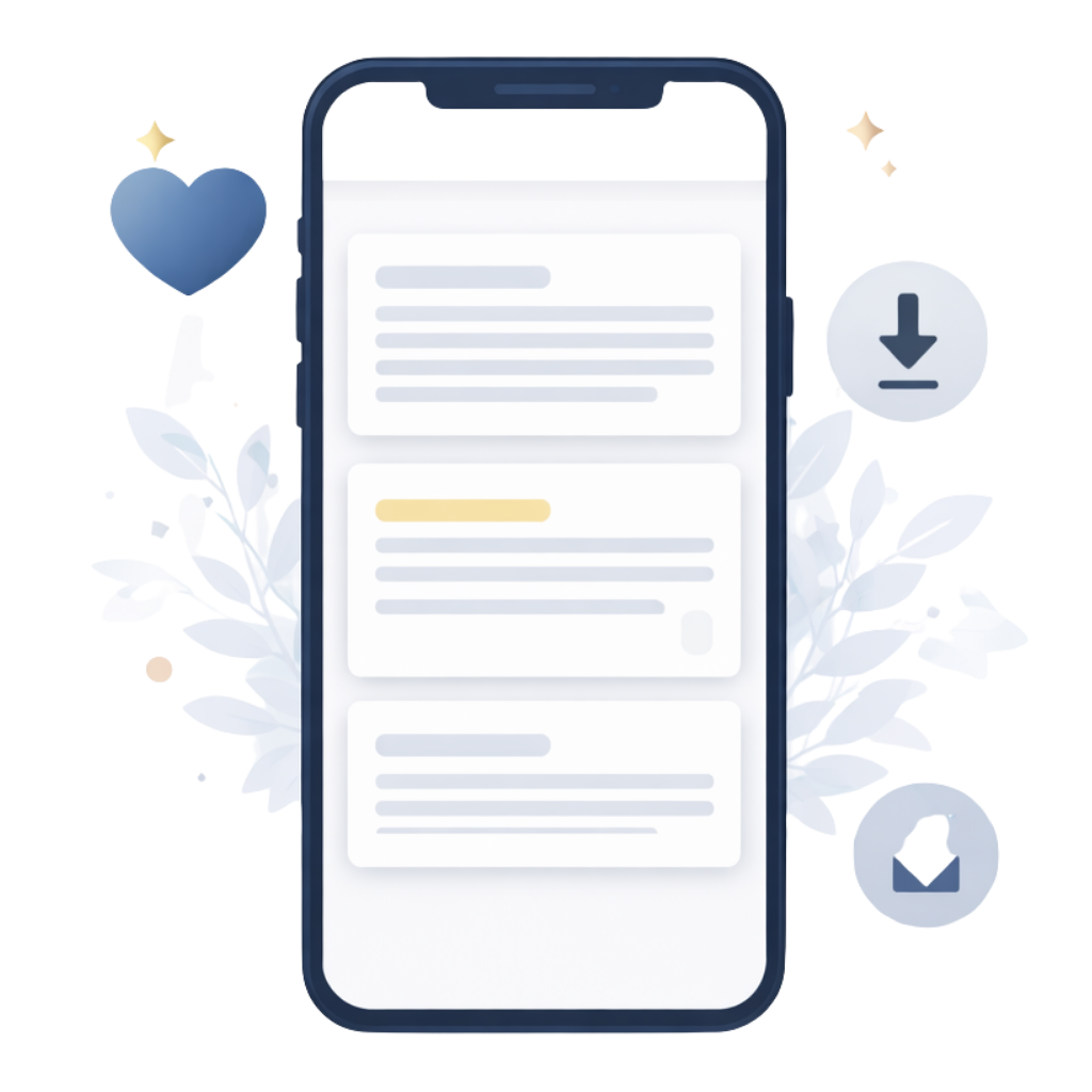 Tela com favoritos e offline do app LiturgyX