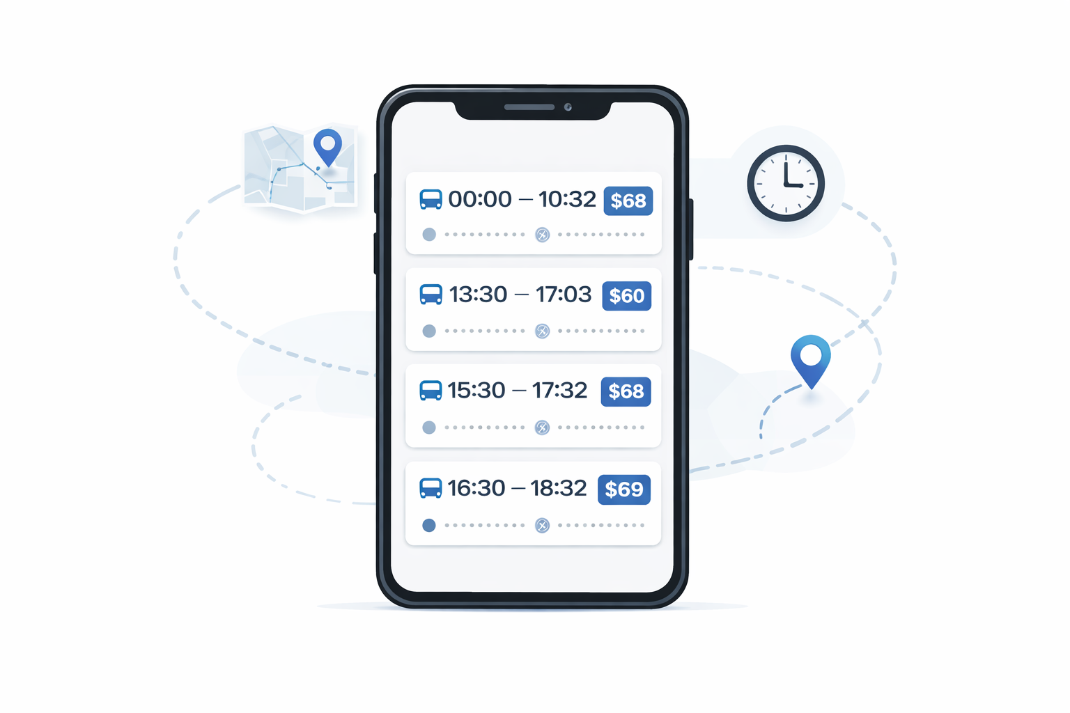 Tela de horários do app RodoHora